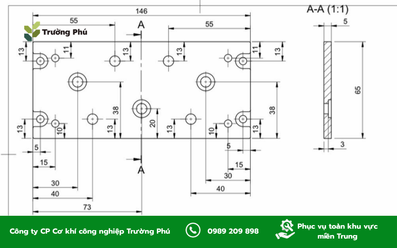 Bản vẽ tấm bản mã với các yêu cầu quan trọng khi gia công
