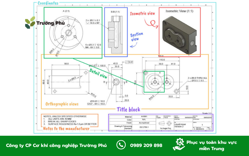 Hiểu bản vẽ cơ khí từ khung tên, hình biểu diễn đến kích thước